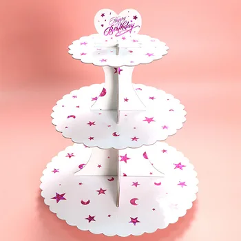 

3 Tier Cardboard craft 3 Tier Cardboard craft CakeCake Display Stand For Party Round Cupcake Holder Wedding Birthday Party Decor
