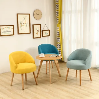 

Nordic Ins Fabric Lazy Sofa Casual Living Room Home Furniture Solid Wood Dining Room Dining Chair Fashion Cafe Personality Chair