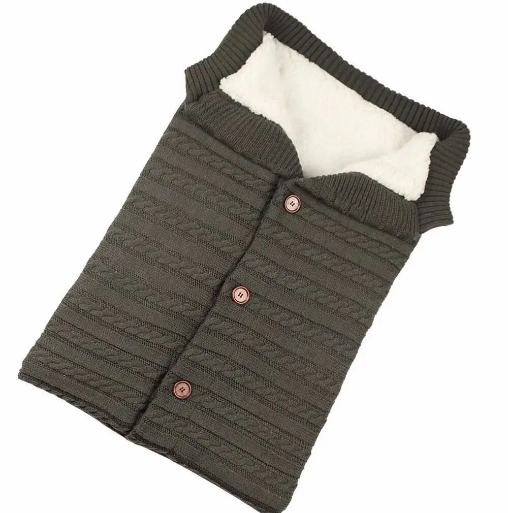 New Winter Baby sleeping Sack Unisex Infant Swaddle Soft Thick Fleece Knit Kids Sleeping Bag for 0-12 Month