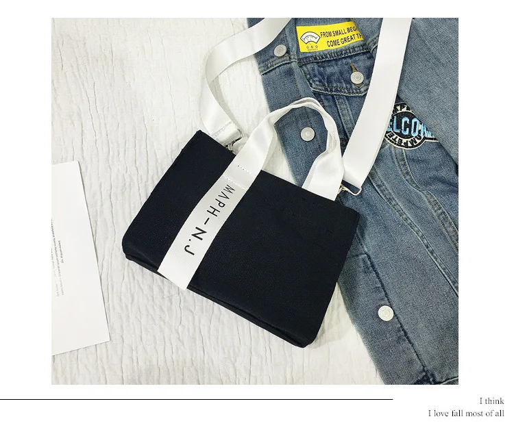 INS Harajuku-Style Ribbon Shoulder Bag Ulzzang Japanese-style Cloth Bag Hand School Bag Lettered Canvas Bag WOMEN'S Single-shoul