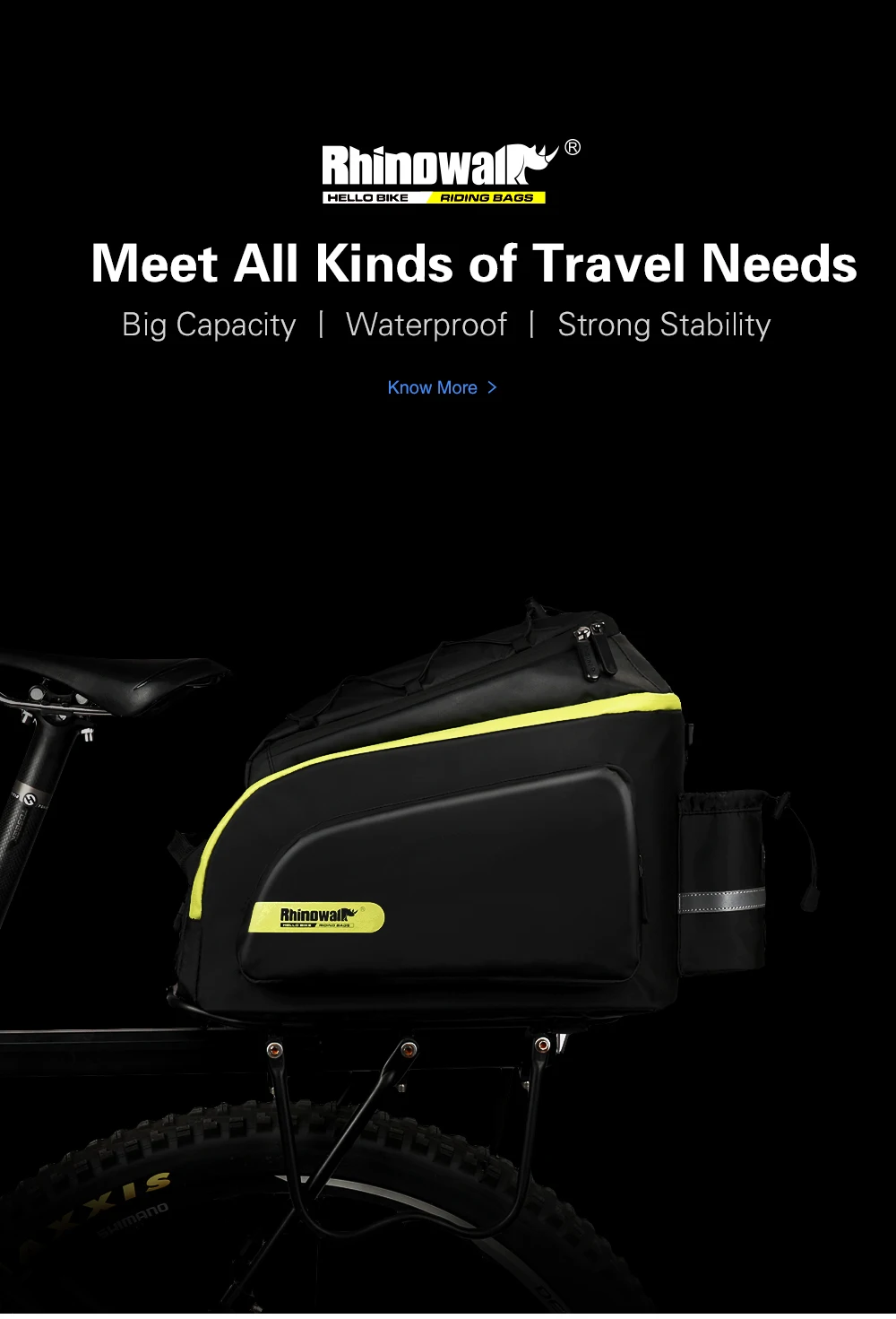 RHINOWALK New Bicycle Bags Mountain Bike Saddle Rack Trunk Bags Travel Cycling Luggage Carrier 17L Camera Handbag Waterproof  (1)