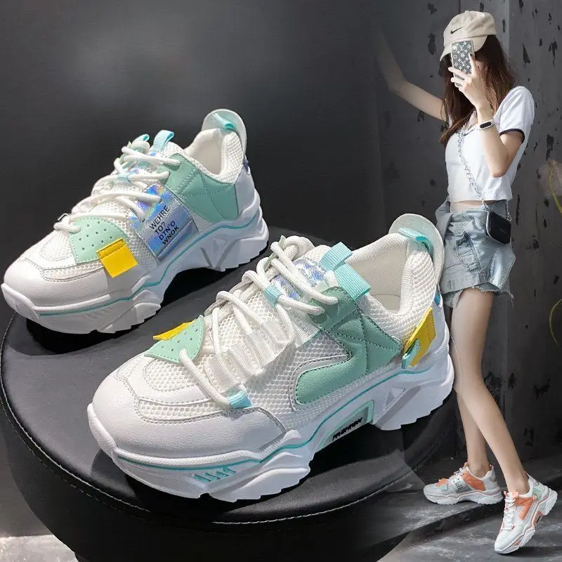 Женская обувь Кроссовки на массивном каблуке Дышащая модная платформе