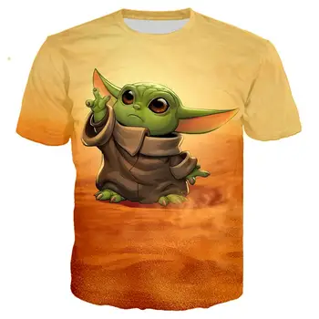 

New Lovely Baby Child Yoda T Shirt Men Star Wars Mandalorian T-Shirt Short Sleeved 3D Print Tshirt Men Tee Gift Idea Merchandise
