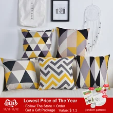 Nordic Geometeic Cushion Cover Colourful Triangle Pillow Covers Yellow Gray Pillowcases 45 45cm Home Office Decorative