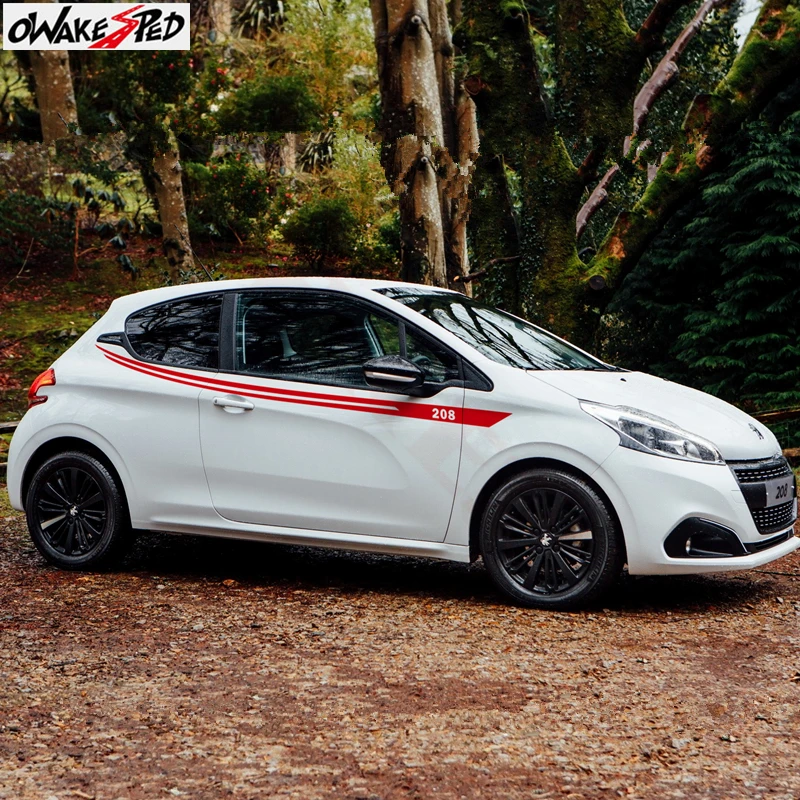 

Car Body Sport Stripes Stickers Auto Waist Line Decor Decal Vinyl Sticker For Peugeot 208 2012-2018 Fit 3-5 Door Decal