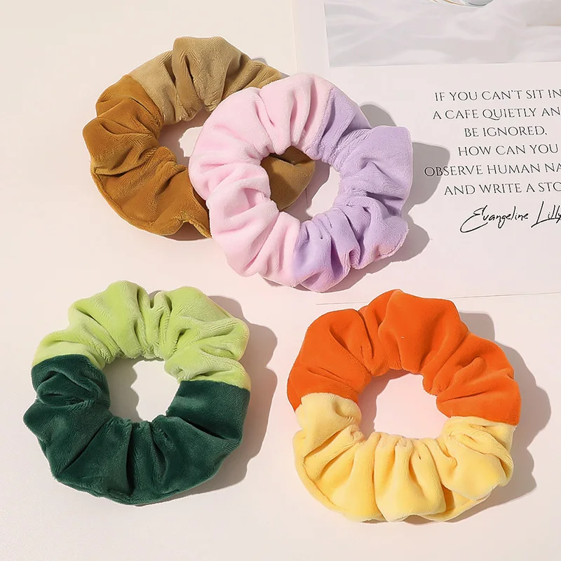 

4 Inch Women Velvet Scrunchie Elastic Handmade Multicolor Hair Band Ponytail Holder Headband Hair Accessories Hair Ties Gift