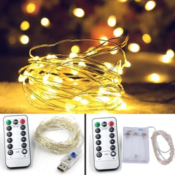 

5/10/20m USB/Battery power festival atmosphere fairy lights string Silver wire lights for party Christmas decoration wedding