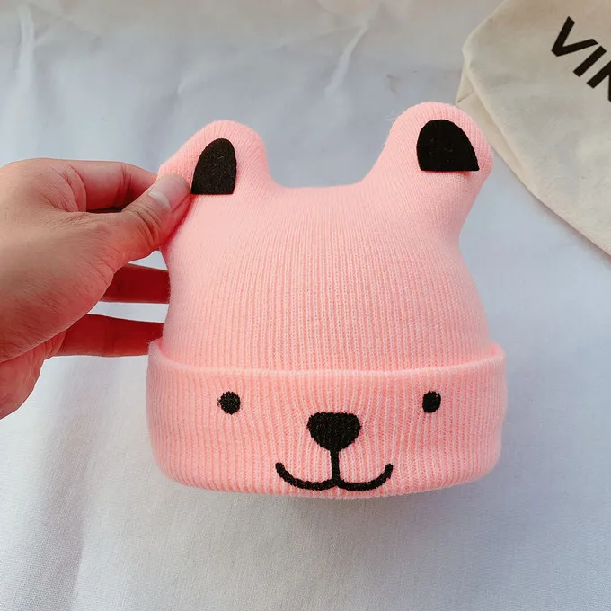 Милые зимние теплые шапки для новорожденных девочек и мальчиков с мультяшными ушками, вязаные шерстяные шапки для детей, реквизит для фотосессии