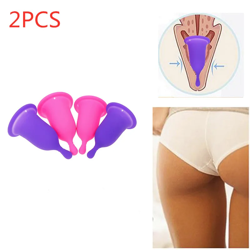 2PCS Medical Grade Silicone Menstrual Cup Women Menstrual Cup Prevent Side Leakage Period Cup Collector Menstrual Vigin Care
