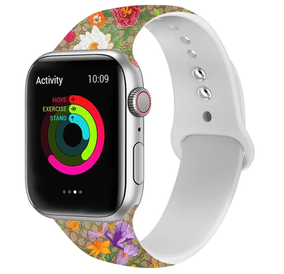 Ремешок для Apple watch силиконовый 38 мм 42 мм iwatch4 с 44 мм 40 мм цветочный принт ремешок браслет Регулируемая Замена Apple Watch4321 - Цвет ремешка: 24