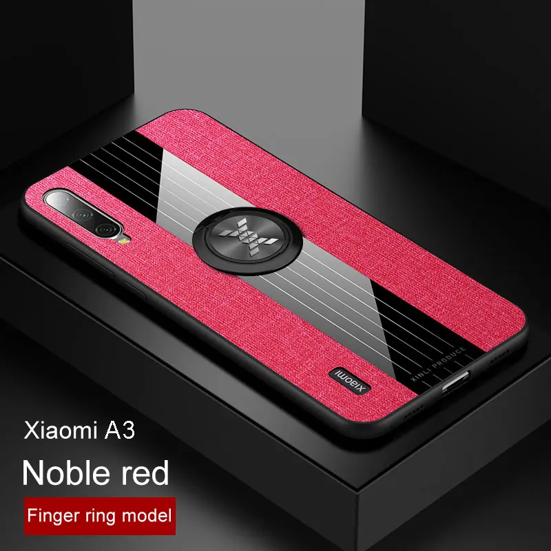 Red with Ring Чехол для Xiaomi mi A3, Роскошная мягкая силиконовая рамка и магнитное кольцо-держатель, задняя крышка для Xio mi A2 A3, чехол для телефона s capa - Цвет: Red with Ring