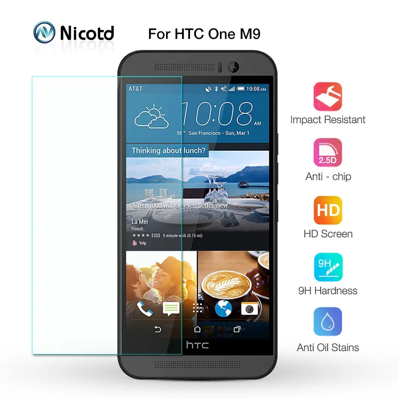 2 шт. для HTC One M9 Защитное стекло экрана Защитная пленка телефона M7 M8 Plus E8 E9 U12 |