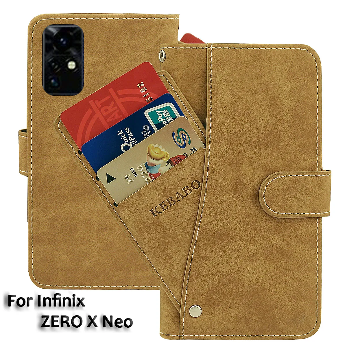 

Vintage Leather Wallet Infinix ZERO X Neo Case 6.78" Flip Luxury Card Slots Cover Magnet Phone Protective Cases Bags