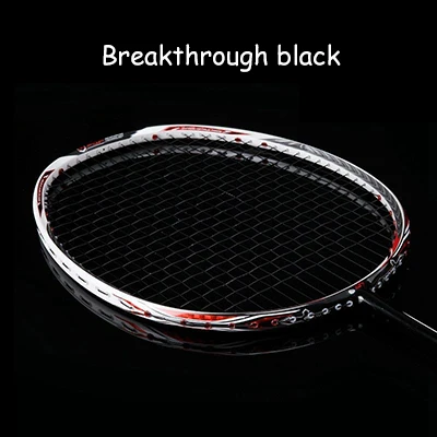 Breakthrough black Ultralight 7U Carbon Fiber Badminton Racket Professional Carbon Raket Badminton String With Badminton Bag And Tennis Grip Raquet - Цвет: Breakthrough black