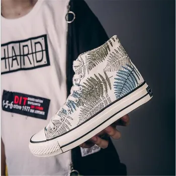 

New autumn and winter high-top canvas shoes breathable comfortable non-slip wear-resistant flat shoes lovers shoes