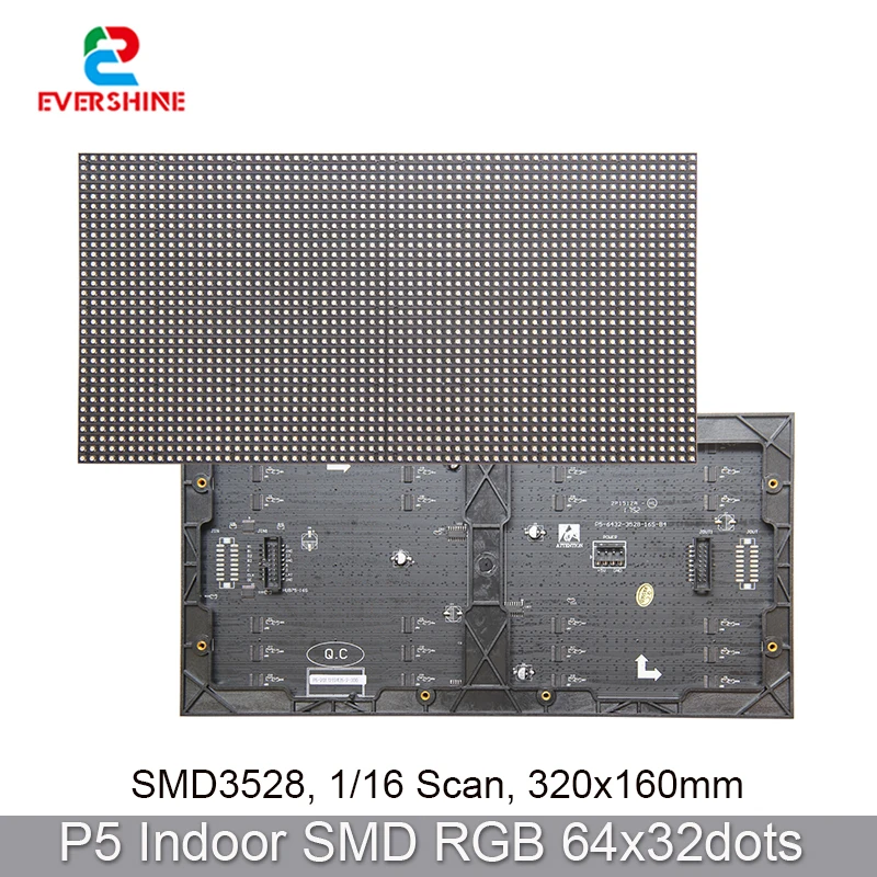 

SMD3528 P5 RGB Full Color 320x160mm 64x32Pixels 1/16s Indoor Led Matrix Module Display Screen