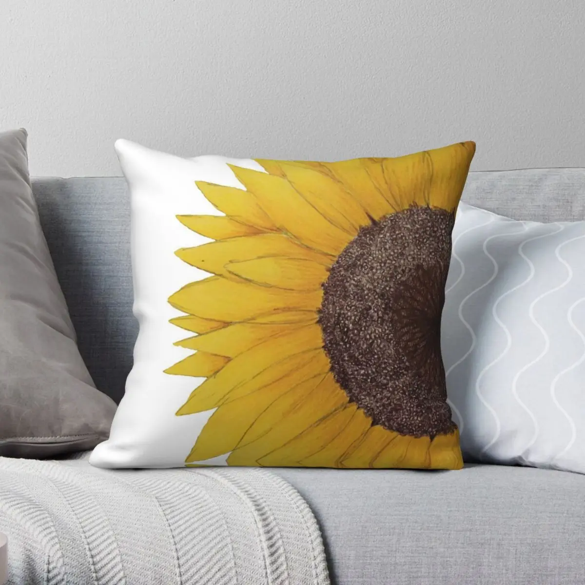 

Sunflower Square Pillowcase Polyester Linen Velvet Pattern Zip Decor Throw Pillow Case Sofa Cushion Cover