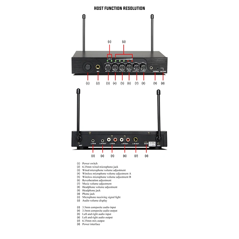 Портативный UHF Bluetooth беспроводной микрофон M6 с регулируемым басом реверберации