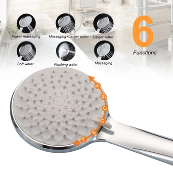 

Dormitory High Pressure Bathroom Adjustable With Spray Handheld Shower Head Home Water Saving Lightweight ABS Portable Durable