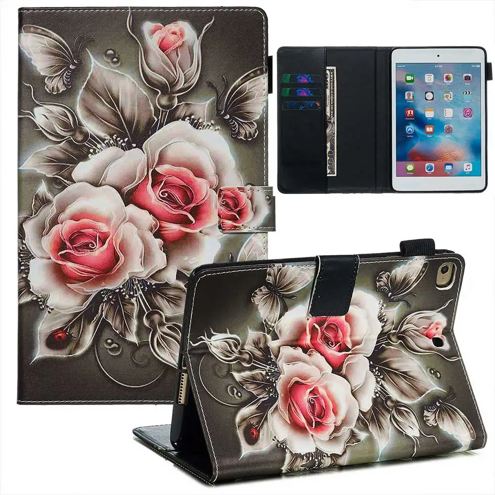 Flower Чехол-книжка с подставкой из искусственной кожи с принтом для Ipad Mini 1 2 3, 4, 5, 7,9 дюймов, чехол с функцией автоматического сна, умный чехол для IPad Mini 1 2 3, 4, 5 - Цвет: Flower