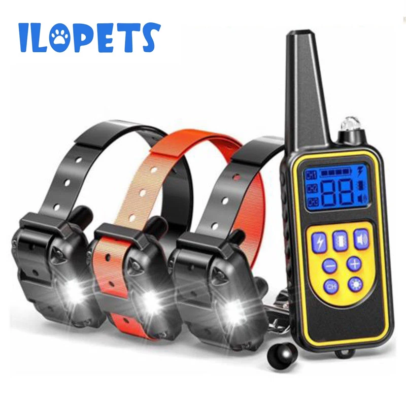 

Pet Dog Training Collar Remote Control for All Size Shock Vibration Waterproof Rechargeable with LCD Display Trainer 3 Receivers