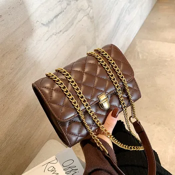 

Korean version of the women's bag 2020 spring new luxury simple messenger shoulder bag fashion lock rhombus chain bag