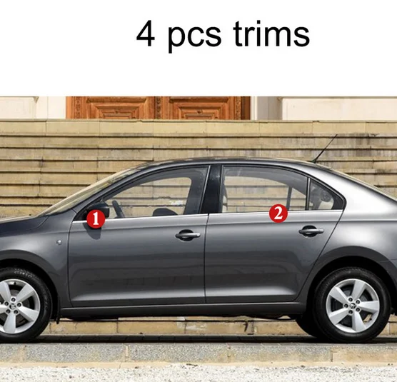4 pcs trims Нержавеющая сталь окна автомобиля планки для skoda rapid 2013 - Цвет: 4 pcs trims