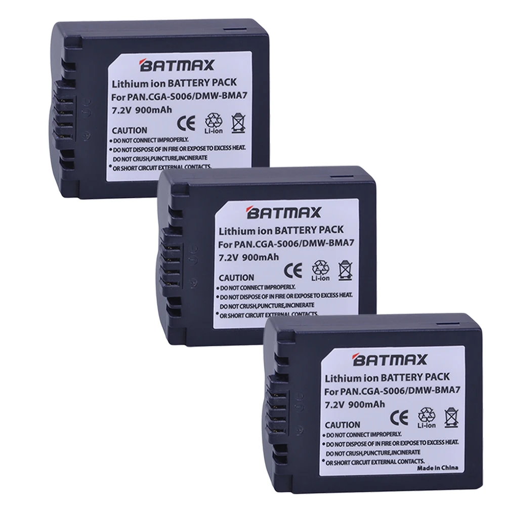 Batmax CGA-S006 CGA S006E S006 S006A DMW-BMA7 Камера Батарея/USB кабель для Panasonic Lumix DMC FZ7 FZ8 FZ18 FZ28 FZ30 FZ35 FZ38 - Цвет: 3 battery