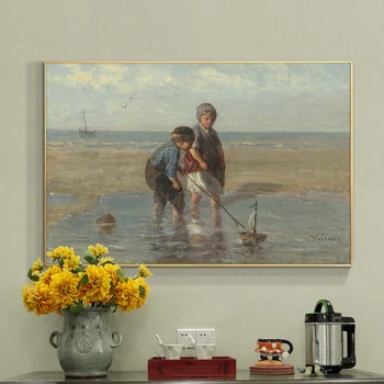 

Famous Painting The toy sailboat by JOZEF ISRAELS Art Oil Painting Prints on Canvas Wall Art Picture For Living Room Home Decor