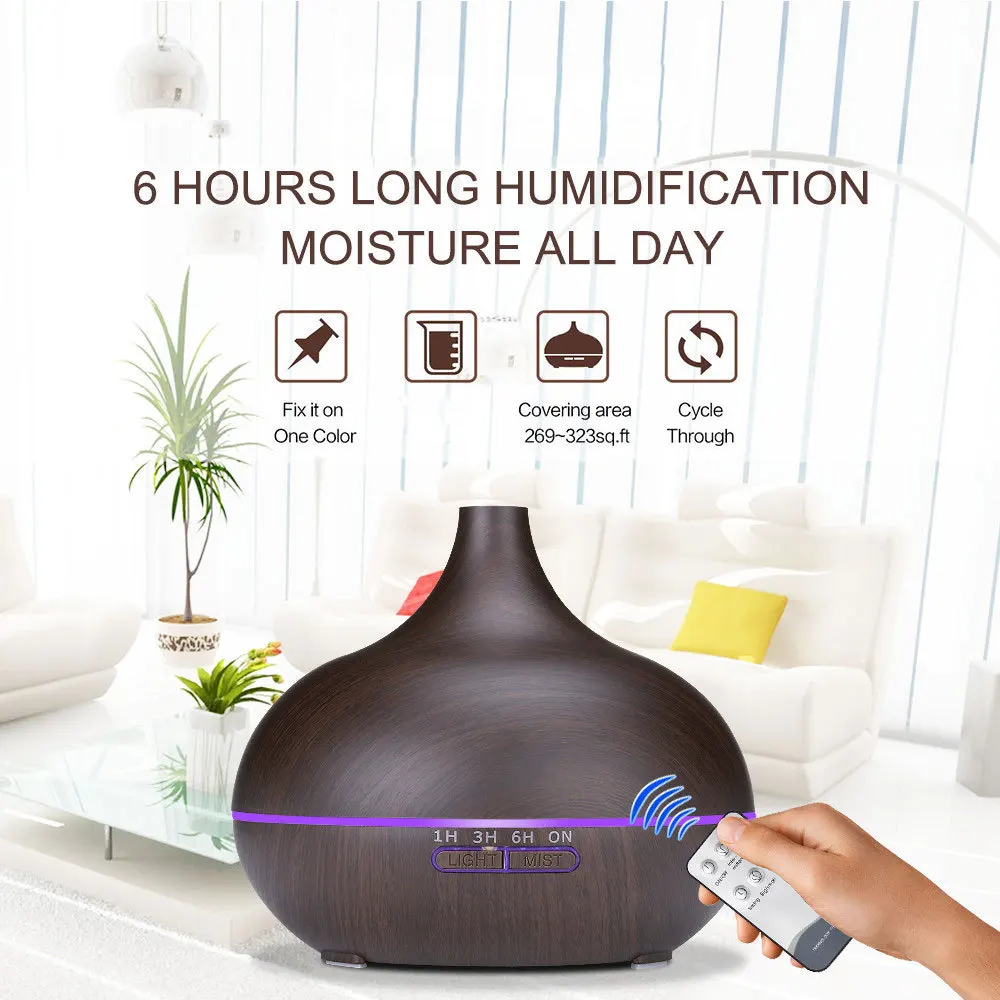 

Aroma Essential Oil Diffuser, 400ml Ultrasonic Cool Mist Humidifier 7Color LED Lights Changing Home Office Spa Bedroom Baby Room