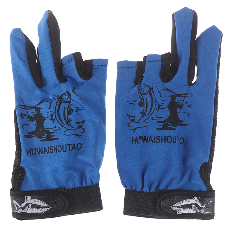 1Pair Outdoor Warm Fishing Gloves 3 Fingers Cut Waterproof Anti-slip Fishing Glove Outdoor Riding Hiking Sports Gloves - Цвет: Синий