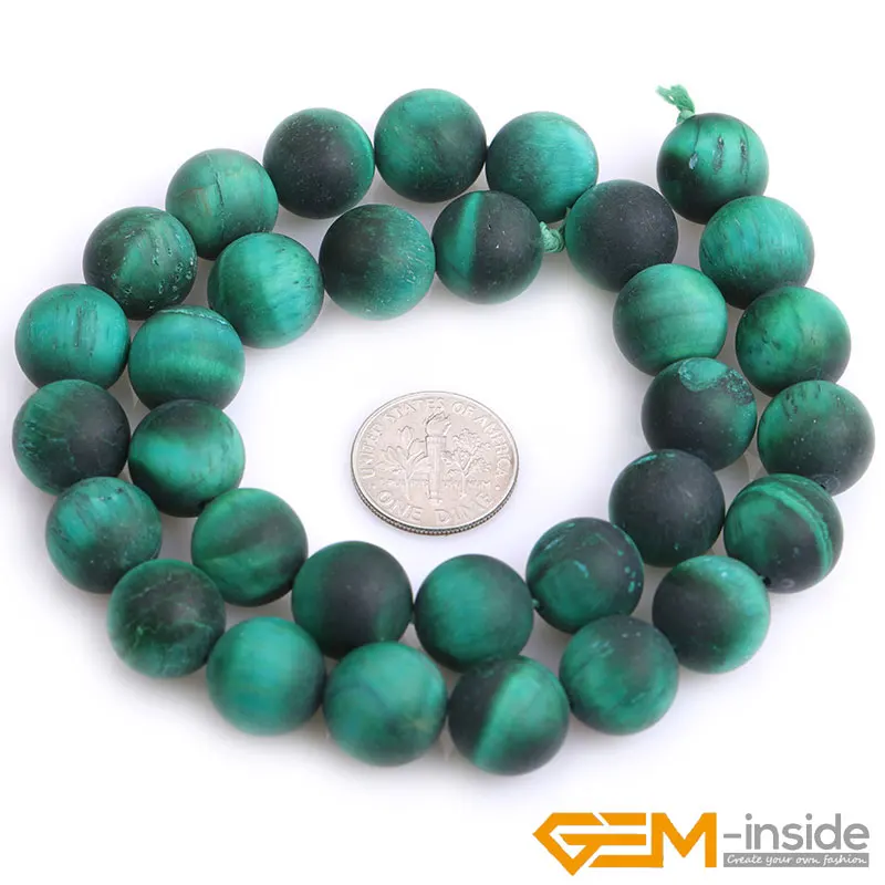 Round Green Tiger Eye Frosted Matte Stone Beads For Jewelry Making Strand 15" 