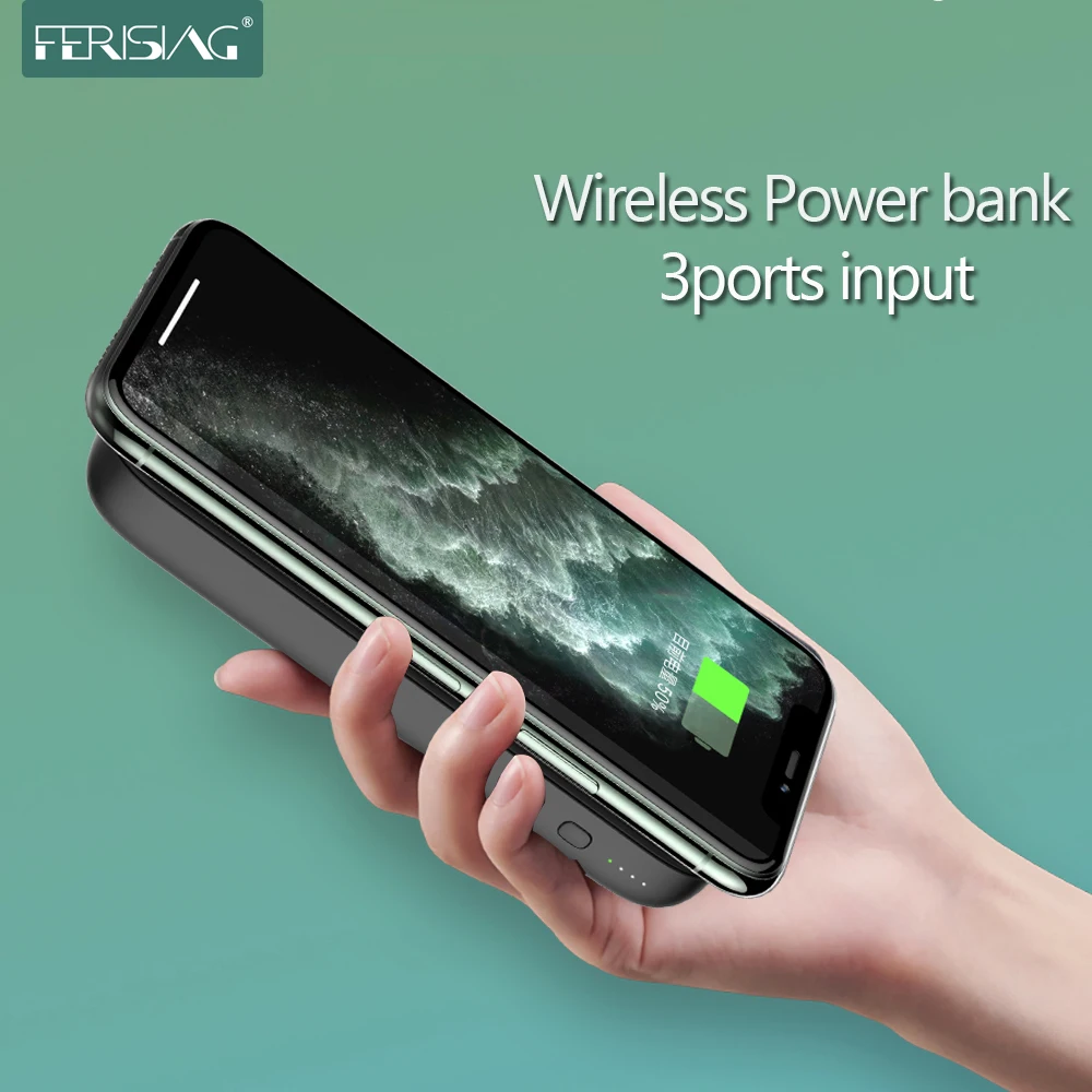 Зарядное устройство FERISING беспроводной 3 порта Power Bank 5000 мАч портативное зарядное