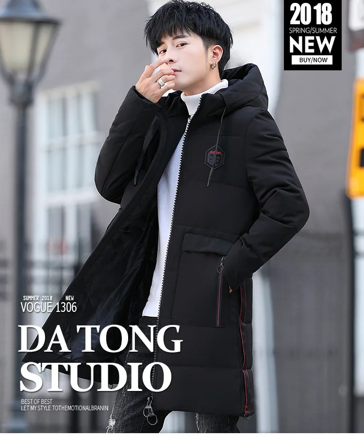 Winter Men New Style Handsome Cotton-padded Jacket Winter Medium-length Clothes Cotton Coat Teenager Cotton-padded Clothes