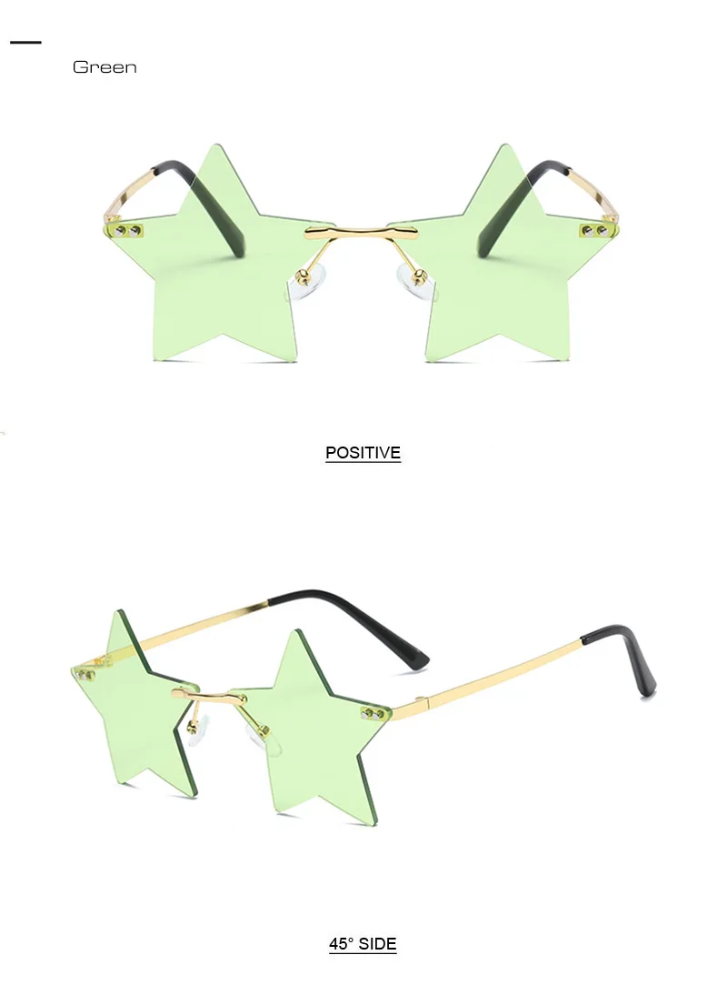 square sunglasses SHAUNA Unique Rimless Pentagram Sunglasses Fashion Five-pointed Star Shades UV400 ray ban sunglasses women