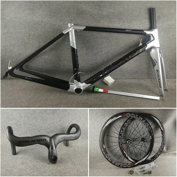 

Silver Black T1100 UD Colnago C64 carbon Frameset 23mm width Clincher 50mm Wheelset with Novatec A271 hubs Handlebar