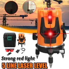 Лазерный уровень 5 линий красный луч 3D автоматический самонивелирующийся 360 Вращающийся вертикальный горизонтальный перекрестный уровень измерительные приборы