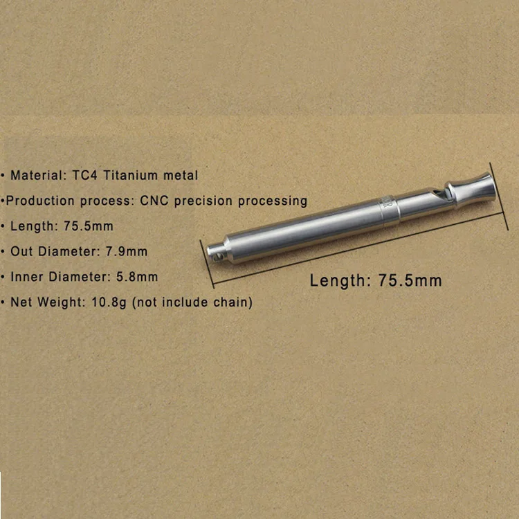 Length 75.5mm Высококачественная собака тренинги металлический титановый свисток чрезвычайная ситуация высокочастотный звук 123дб поппинг свисток обучение животных - Цвет: Length 75.5mm