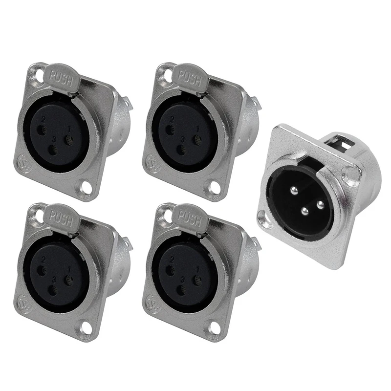 8 шт. в упаковке XLR Jack 3 Pin-panel Mount Jack серии D: 4 шт. женский размер XLR-F и 4 шт. мужской размер XLR-M
