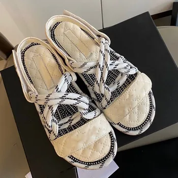 

Shoes Women Plait Decor Zapatos De Mujer Summer Party Women Shoes Casual Sandals Flat Mixed Colors Fashion Shoes Leather New