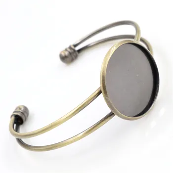 

High Quality 25mm Bronze Brushed metal Plated Bangle Base Bracelet Blank Findings Tray Bezel Setting Cabochon Cameo (L1-19)