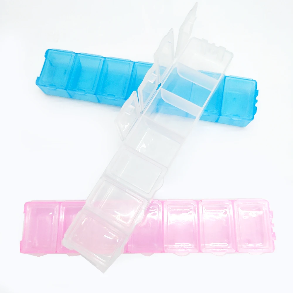 7 отделений задний Чехол Прозрачный Пластиковый пустой контейнер для Стразы