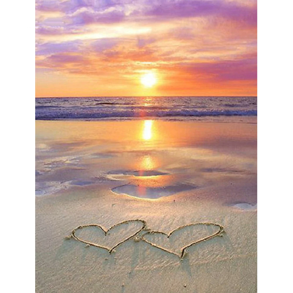 HUACAN-5d-Diamond-Painting-Full-Square-Beach-Decoration-Home-Mosaic-Heart-Picture-Of-Rhinestones-Diamond-Art