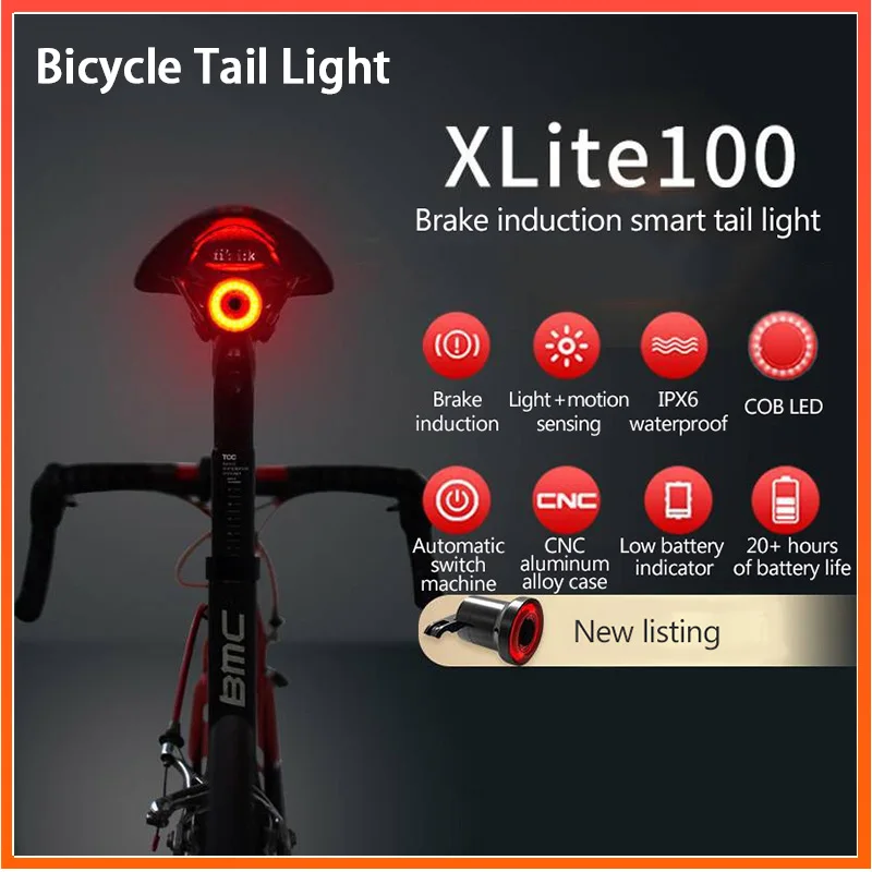 XLITE100 велосипедный фонарь задний фонарь для велосипеда автоматический запуск/стоп-сигнал обнаружения тормоза IPx6 Водонепроницаемый светодиодный фонарь для зарядки велосипедная задняя фара