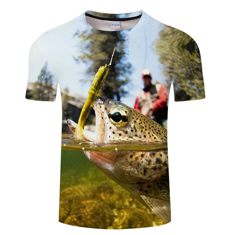 Забавный дизайн аниме футболка мужская 3D рыбий принт футболка для мужчин лето короткий рукав Футболка мужская Азиатский размер S-6xl