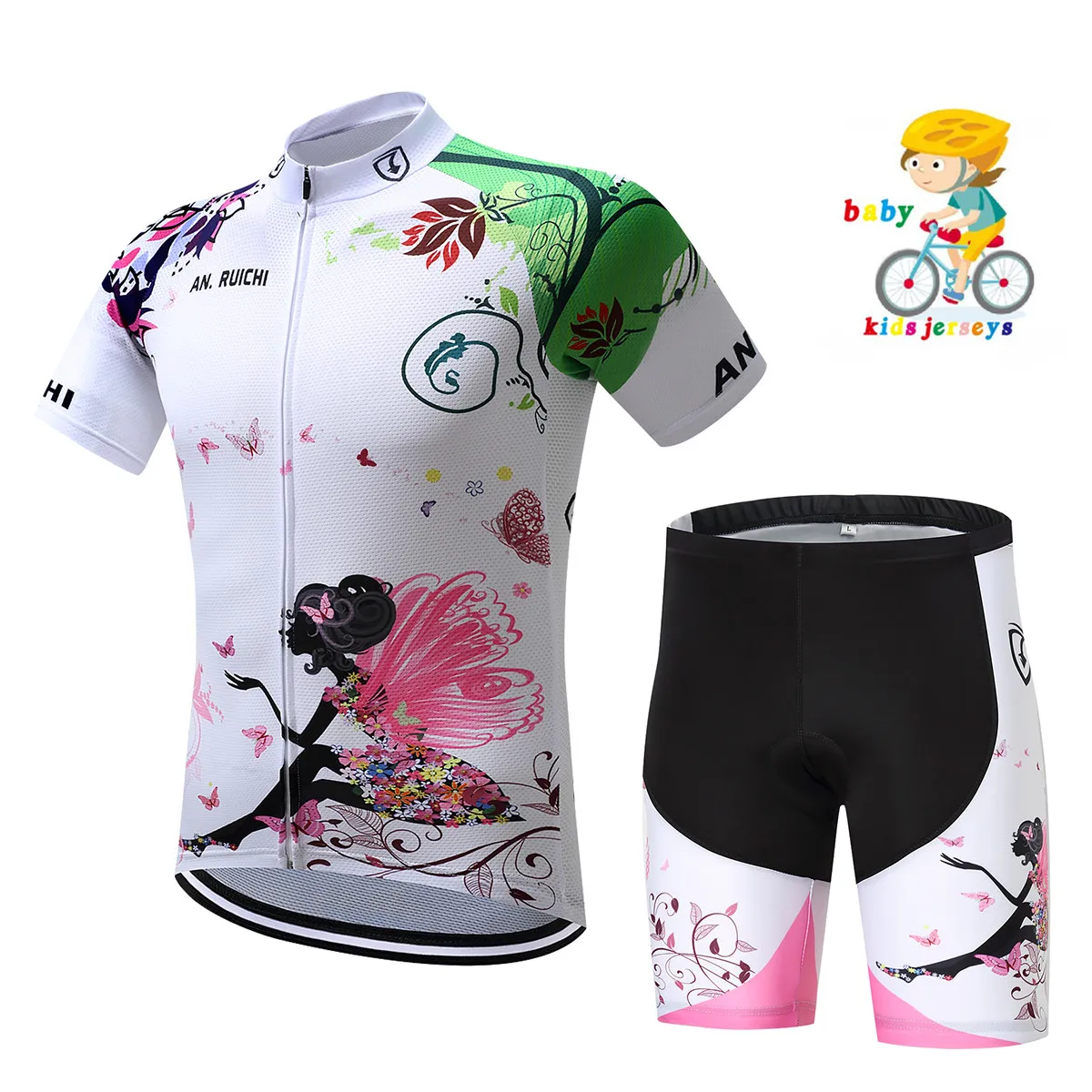 

2019 Unisex Girls Pro Cycling Jersey Set Ropa Ciclismo Cycling Kit for Kids Breathable Quick Dry Bicycle Clothing Children