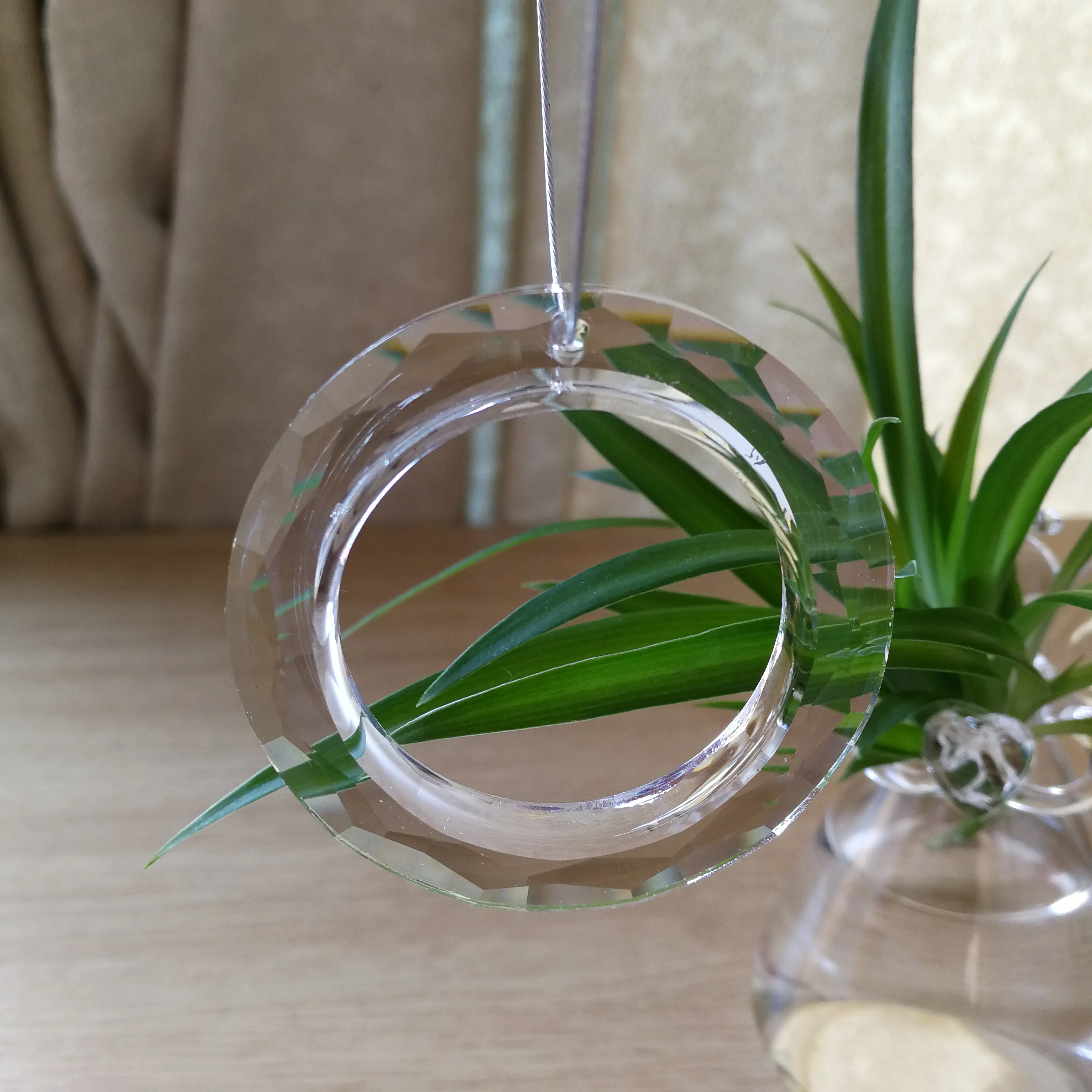 Transparent Color 50mm 2 Pieces Glass Circle Rings Part With 1 Hole Prisms Crystal Hanging On The Chandelier