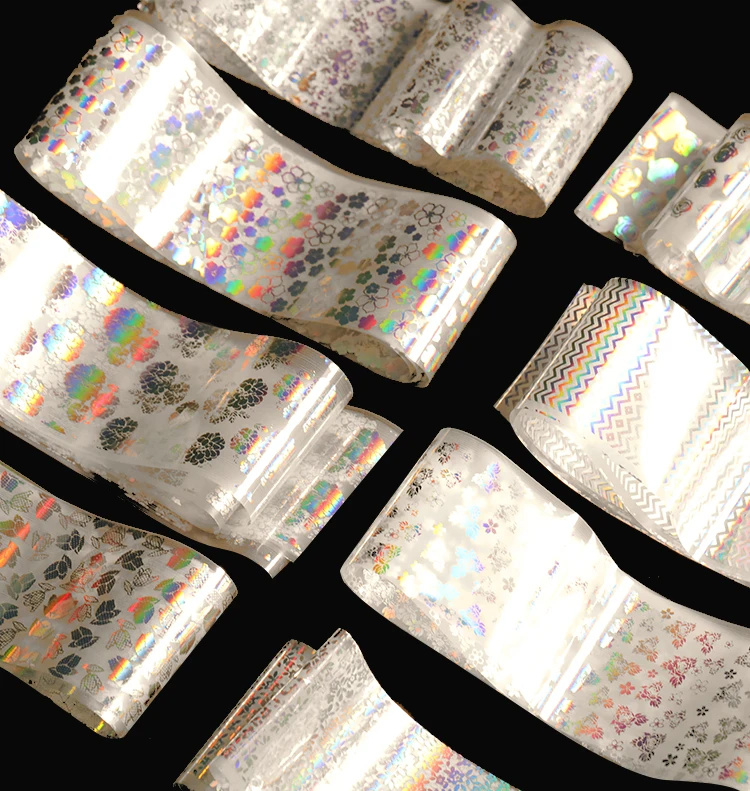 8 pieces Holographic Nail Foil Colorful Stickers Transfer Starry Stickers Sliders for Decoration Nail Art Tips Manicure Tools