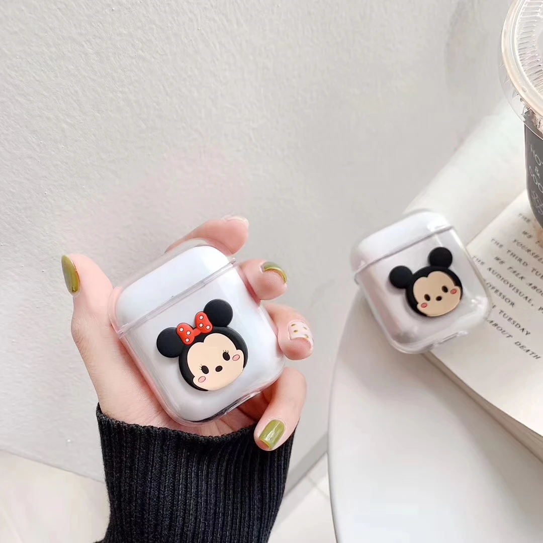 Милый чехол для наушников с 3D рисунком для Apple Airpods чехол 2/1 чехол Простой Прозрачный чехол для наушников Защитный чехол для Airpods