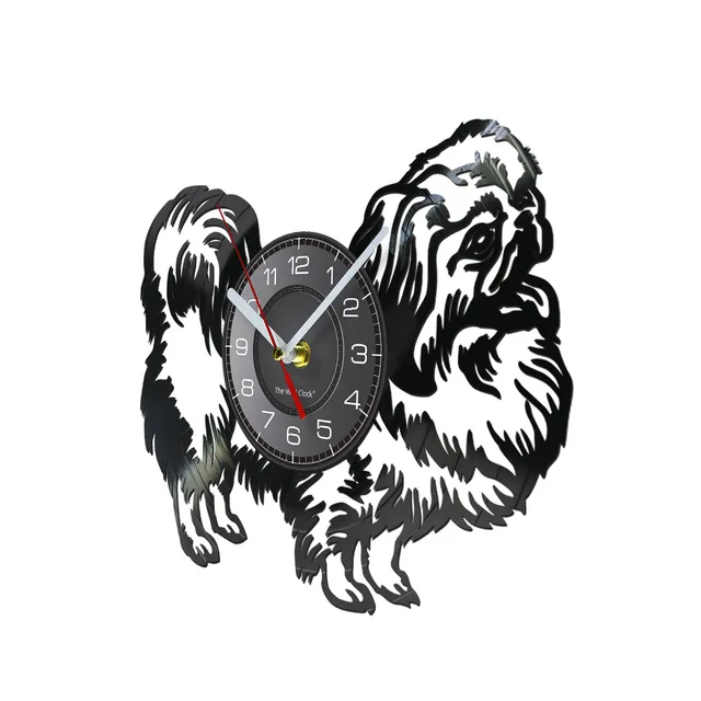 Shih Tzu pekingese Pug Vinyl Album Record Clock Silent Wall Watch Puppy Pet  Owners Home Decor Chrysanthemum Breed Crafts Clock